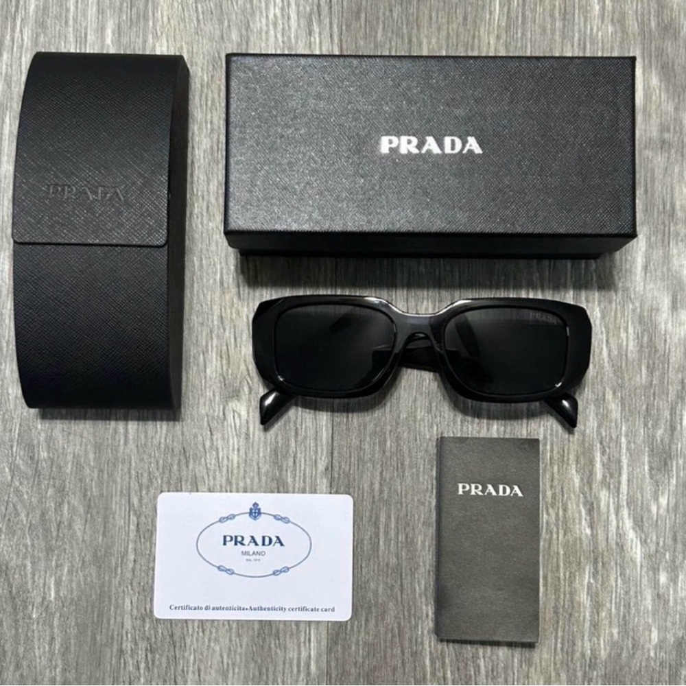 Prada Elegant Black Rectangular Sunglasses - image 1